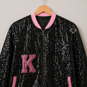 Custom Letterman <b>Sequin</b> Embroidery Ladies Baseball Varsity <b>Jacket</b> | Sorority Greek Apparel By Heritage Masonic Regalia - Product Image 4