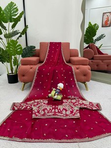 Sari de créateur haut de gamme pour femme, idéal pour les mariages, réceptions, fêtes, célébrations, tenue ethnique traditionnelle, style élégant et tendance - Product Image 1