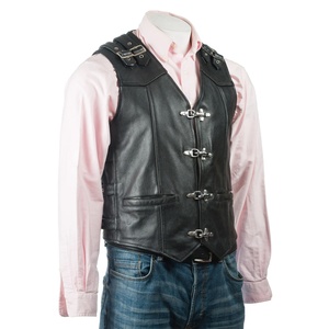 OEM Serviced Vintage Black <b>Vests</b> Men Natural Genuine Leather Jacket Sleeveless Reasonable Price Leather <b>Vest</b> For Men's - Product Image 1