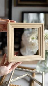 Dark Oak Wood Floating Picture <b>Frame</b> Cross Joint Design Wall Art Holder Handmade Timber <b>Canvas</b> Border Home Decor Framing - Product Image 3