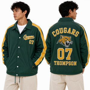 OEM Custom Coach <b>Jacket</b> With Player Name Team Number Embroidery Lightweight Waterproof Athletic Apparel Exporter Global Supplier - Product Image 6