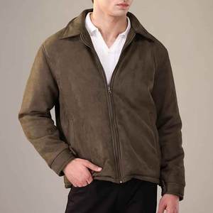 Mens Wool Blend Stand Collar Bomber Jacket Warm Fleece Lined Winter Casual Streetwear Outerwear with Zipper Closure - Product Image 2