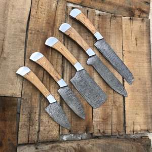 Ensemble de couteaux de cuisine Thewizcrafts en acier damas fait main, 5 pièces, manches ambidextres, compatibles lave-vaisselle, couteaux de haute qualité - Product Image 3