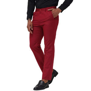 Pantalones de Vestir Casuales Ajustados para Hombre, al por Mayor, para Oficina y Negocios, 100% Algodón, Diseño de Logotipo Personalizado, OEM - Product Image 3