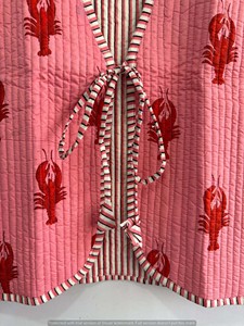 Chaleco Acolchado de Algodón Reversible y Transpirable con Estampado de Langosta Rosa, Estilo Vintage, Sin Mangas - Product Image 6