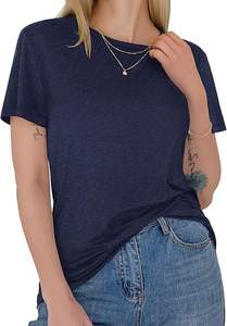 Camiseta de Algodón Ecológica Formal para Mujer con Logotipo Personalizado al por Mayor, con Forro Polar, Manga Corta, Diseño Liso, Verano, OEM - Product Image 4