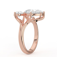 Anillo de Diamantes con Corte de Pera Asimétrico, Oro Amarillo, Diseño de Racimo con Múltiples Piedras, Anillo Moderno de Banda Dividida, Joyería Fina, Anillo de Compromiso