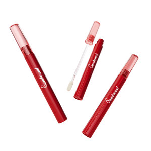 Tube de gloss à lèvres circulaire transparent et fin avec bouchon à vis et estampage à chaud, emballage cosmétique en plastique pour gloss à lèvres - Product Image 1