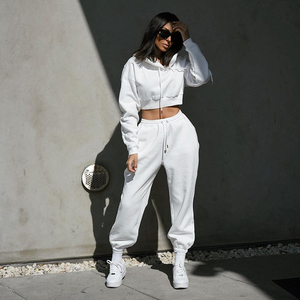 Wholesale Rate Custom Women's Clothing Winter Hoodie Sets Woven Fabric Custom <b>Decoration</b> 100% Cotton Long Sleeve Hoodie Set - Product Image 3
