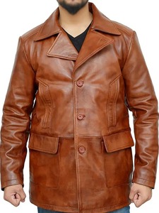 Premium Brasco Brown <b>Sheepskin</b> Leather Coat - Product Image 1