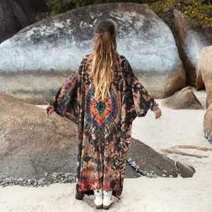 2025 nouveau Sexy Kimono Robe longue Kimono Robe été unisexe Kimono grandes femmes vacances vacances Look cravate teinture Kimono - Product Image 2