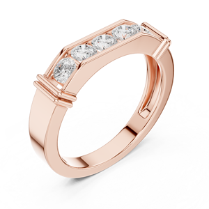 Bague de mariage pour homme en or blanc avec moissanite taille brillant rond sertie en canal - Product Image 4