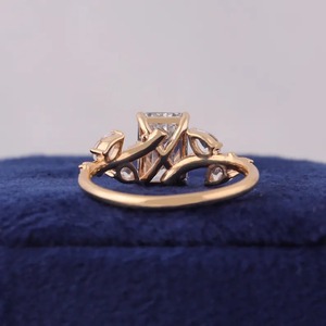 2 Carat <b>Emerald</b> Cut Lab Grown Diamond Cluster Engagement <b>Ring</b> 925 <b>Silver</b> Elegant Sustainable Jewelry Timeless Modern Design - Product Image 6