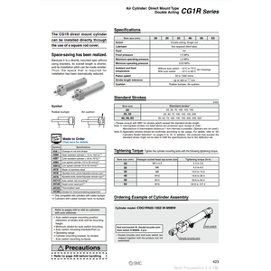 SMC Pneumatics Air Cylindre CG1RN25-160Z Pièces Pneumatiques - Product Image 3