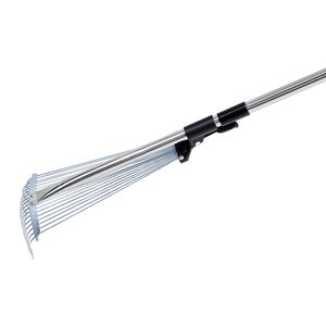 Rastrello da Giardino Resistente con 18 Denti Metallici, Testa in Plastica Regolabile da 7,7 Pollici e Manico Lungo da 32,3 a 55,6 Pollici per Prati - Product Image 5