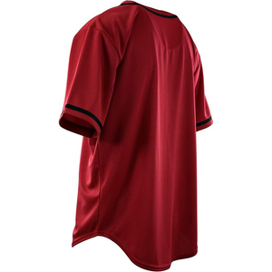 Maillot de baseball unisexe rouge uni avec bordure noire, tissu en maille respirant de haute qualité - Product Image 4