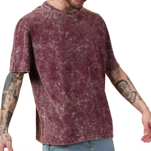 T-shirt Homme Grande Taille Vintage en Jersey, Style Décontracté Streetwear, Délavé à l'Acide, 100% Polyester, Coupe Oversize à Épaules Tombantes, Couleur Unie, Respirant - Product Image 4