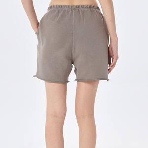Shorts de Algodón Terry de Color Sólido para Mujer, Cintura Alta Elástica, Corte Holgado, Estilo Deportivo, Bolsillos, Tejido Transpirable y Ecológico - Product Image 2