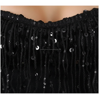 Costume de danse personnalisé pour femmes, noir, à franges et sequins, ensemble 2 pièces, haut court et short, pour spectacle sur scène, OEM