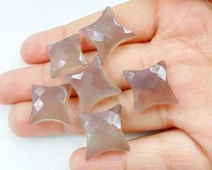 Cuentas de Piedra Lunar Gris en Forma de Estrella Ninja, Gemas Talladas Sueltas para Joyería, Proveedor Mayorista - Product Image 2