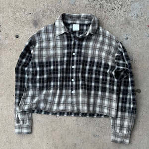Chemise en flanelle à manches longues, coupe ample, effet délavé, style streetwear personnalisé pour hommes - Product Image 1