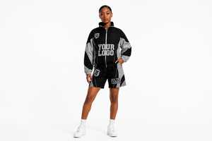 Top Selling Women's Lightweight Windbreaker Jacket and Shorts <b>Set</b> Custom Streetwear Athletic Nylon Tracksuit For Women - Product Image 3