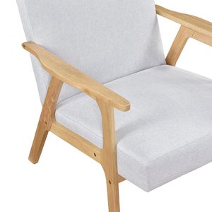 Poltrona Moderna Contemporanea in Tessuto Grigio con Struttura in Legno di Gomma Naturale, Arredamento Moderno per Soggiorno - Product Image 4