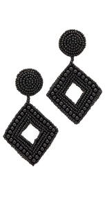 Pendientes de cuentas de forma redonda de estilo clásico Bordado negro El mejor color para mujeres Fiestas con cuentas de arroz Redondeadas Negro - Product Image 2