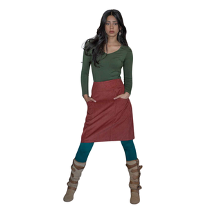 Jupe mi-longue imprimée en gros avec poches et taille élastique confortable - Product Image 1