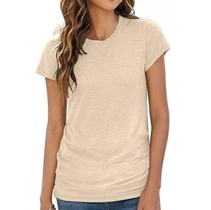 T-shirt femme slim fit à manches courtes et col rond, en polyester et coton, de haute qualité, prêt à être expédié. - Product Image 6