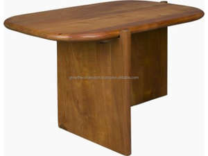 Table basse ovale moderne en bois massif pour salon, table centrale minimaliste en bois, table basse d'appoint rustique, contemporaine 2026 - Product Image 6