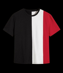 เสื้อยืดแขนสั้นผู้ชาย คอโอ ทรงปกติ ลายทางตัดสี ผ้าทอ สวมใส่สบาย - Product Image 5