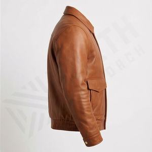 Chaqueta de cuero para hombre NAI-0456A, estilo bomber, para motociclista, ropa exterior protectora para montar en motocicleta, de color personalizado. - Product Image 3