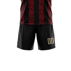 Custom <b>Soccer</b> Jersey Set Black Red Striped Sublimated Moisture Wicking Men's Adult All Seasons Short Sleeve Crew Neck - Product Image 6