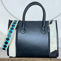 Sac fourre-tout en cuir à carreaux fait à la main de grande capacité, style western, sac à bandoulière de luxe en cuir de vachette pour femmes