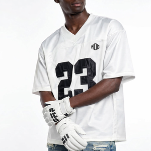 Jersey de Fútbol Americano Blanco con Cuello en V Extra Grande, a la Moda 2026, 220 GSM, Malla de Poliéster, Impresión de Número Personalizada, Fabricante OEM al por Mayor, EE. UU. - Product Image 1