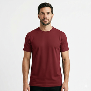 T-shirt décontracté personnalisé à coupe ajustée pour homme, confortable, respirant, 100% coton, couleur unie, col rond, manches courtes - Product Image 1