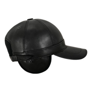 Premium Genuine Napa Leather Winter Ear Flaps Baseball Cap Adjustable Leather Aviator Hat Warm Outdoor Leather Cap Manufacturer - Product Image 1