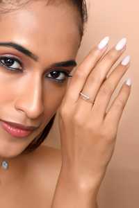 Stackable Bypass Rings Minimalist Dainty Solitaire Open <b>Gap</b> Ring Custom 14K 18K Solid Gold Floating Lab Grown Diamond Jewelry - Product Image 2