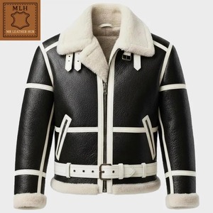 Veste aviateur en peau de mouton véritable faite à la main, style B3 Bomber - Product Image 1