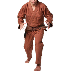 Kimono de BJJ Unisex Marrón, 100% Algodón, Duradero, de Secado Rápido y Transpirable, Conjunto de Chaqueta y Pantalones de Artes Marciales, Corte Holgado, Talla Adulto - Product Image 3