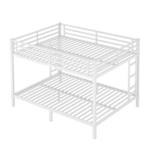 White Queen Over Queen Metal Bunk <b>Bed</b> for Teens and Adults <b>Space</b> <b>Saving</b> with Noise Reduction No Box Spring Needed - Product Image 4