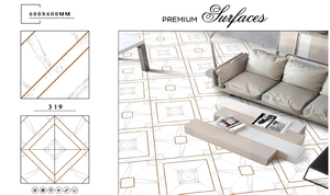 กระเบื้องปูพื้นภายในบ้านขนาด 600x600 มม. รุ่นใหม่ เคลือบเงา หนา 8 มม. ขายส่งสำหรับตกแต่งบ้าน วิลล่า อพาร์ทเมนท์ และห้องต่างๆ - Product Image 1