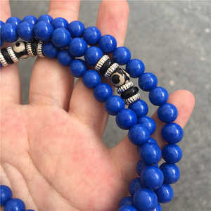 กำไลข้อมือแพลตตินั่มลาพิส ลาซูลี ประดับลูกปัดทิเบต 108 เม็ด รูปทรงพู่/ลวดลายหรูหรา ของขวัญสำหรับผู้หญิง - Product Image 5