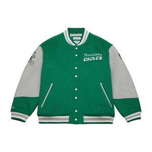 Veste universitaire verte personnalisée en laine avec manches en cuir, logo d'équipe brodé, boutons-pression, veste de baseball Letterman, fabricant en gros - Product Image 3