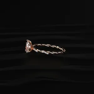 Anillo de Diamantes Ovalados y en Forma de Pera con Banda Trenzada, Anillo de Compromiso Clásico Especial para Mujer, Claridad VVS-VS, Certificado SGL - Product Image 5