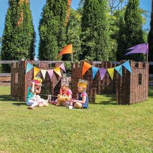 Tienda de juegos infantil de mimbre natural con paneles de ratán, tipo castillo, tipi, casita para niños pequeños, para interior y exterior, estilo boho, para guardería, con cojín - Product Image 5