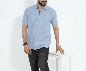 Polo pour homme de qualité supérieure, 50% coton/50% polyester, 220 GSM, origine Bangladesh, logo personnalisé, fermeture à 1/4 zip - Product Image 3