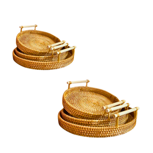 Plateau en rotin tissé à la main, panier de rangement pour fruits, plateau décoratif artisanal, écologique, pour servir et ranger, décoration pour la maison, la cuisine et la table - Product Image 1