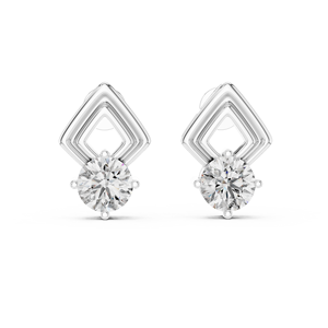 Boucles d'oreilles en diamant moissanite de qualité supérieure, taille ronde, avec or blanc 14 carats pour femmes, légères et confortables à porter - Product Image 3